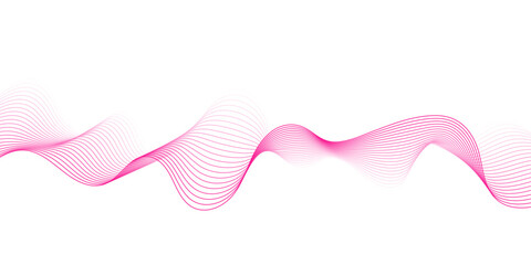 Abstract music wave of many lines. Curve colored lines on white background. 