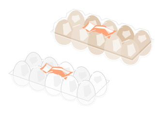 白玉と赤玉の鶏卵10個パックのイラスト｜Pack of 10 White and Brown Eggs Illustration