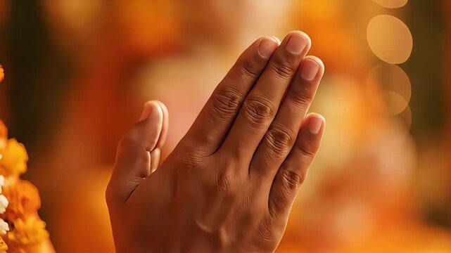 Hands in prayer during Ram Navami celebration with devotion