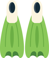 Pair of green flippers for swimming, snorkeling, and water recreation on a white background © anatolir
