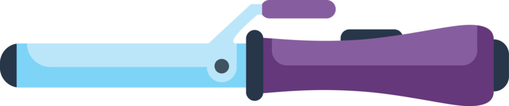Curling iron hair tool for creating stylish waves and curls in flat vector illustration