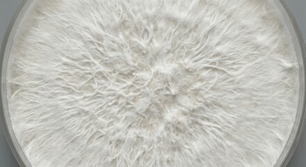 Fototapeta premium Abstract macro surface of white mycelium material with dense organic fiber texture, ideal for sustainable design, biotechnology and eco packaging background.