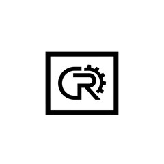 GR Logo with Gear Element, Industrial Design, Mechanical Engineering Symbol