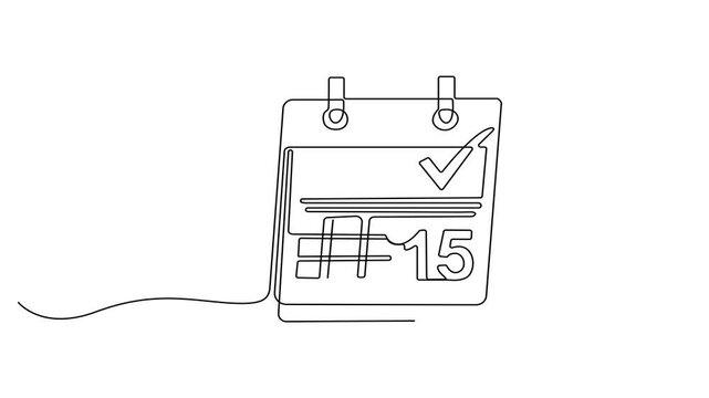 Calendar with circular arrows. Schedule, time management, planning, table, work. Business concept. One line drawing animation. Motion design. Animated technology logo. Video 4K