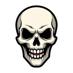 Obraz premium Cartoon Skull with Menacing Grin Illustration.