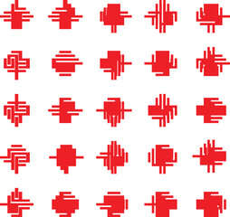 Fototapeta premium Twenty- Five Red Abstract Geometric Symbols on White Background