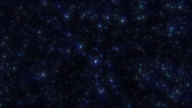 Minimal dark blue starfield with sparse glowing particles, creating a clean cosmic background with subtle depth