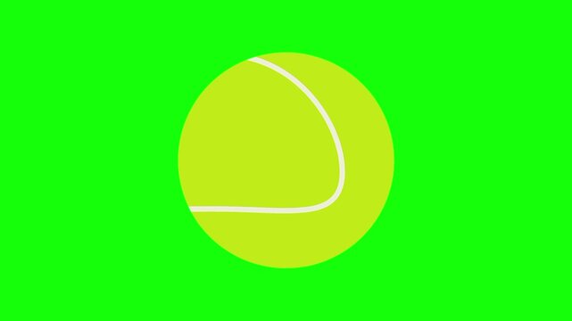 Single tennis ball animation concept with shake vector icon symbol popup. Animated sport design, editable item motion graphic video template with green screen background.