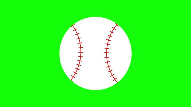 Single baseball ball animation concept with shake vector icon symbol popup. Animated sport design, editable item motion graphic video template with green screen background.