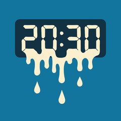 Earth Hour countdown digital clock melting like ice showing climate urgency