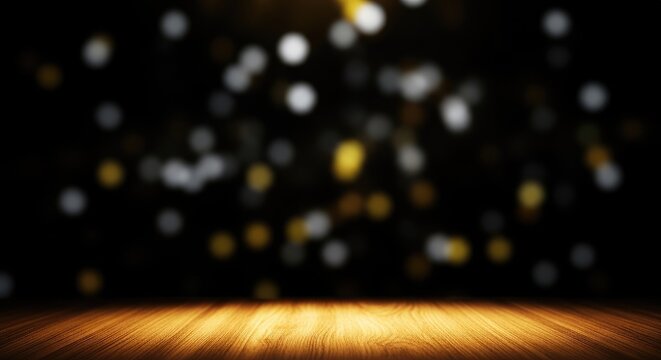 Glowing stage with bokeh lights background for presentations and events