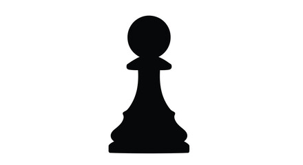 A striking black silhouette of a chess pawn stands out against a clean bright white background silhouette high quality © RMvectors02