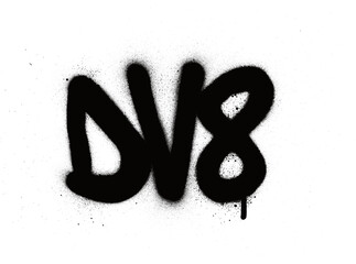 graffiti DV8 abbreviation sprayed in black over white