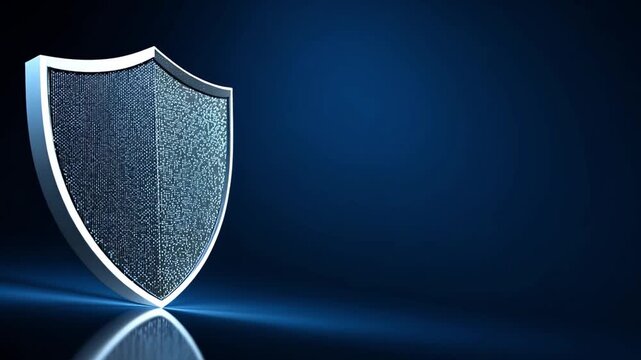 Shiny Silver Shield on Dark Background Representing Protection Concept