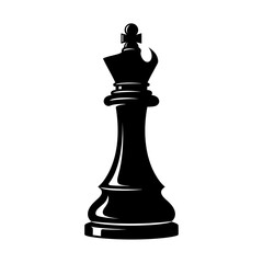 Elegant Black King Chess Piece Isolated on White Background.