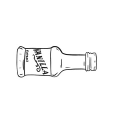Bottle of vanilla extract Line Art Clipart, Hand Drawn Baking Elements