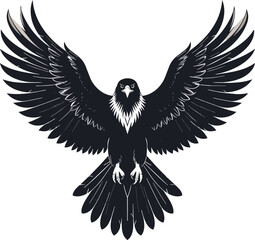 Obraz premium Eagle Silhouette Vector Illustration Black and White