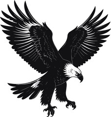 Obraz premium Eagle Silhouette Vector Illustration Black and White
