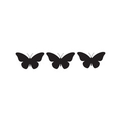 Naklejka premium Three butterfly icon silhouette vector illustration on white background