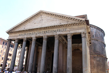 Fototapeta premium facade of Pantheon with inscription M AGRIPPA L F COS TERTIVM FECIT August 2024