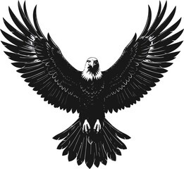 Obraz premium Eagle Silhouette Vector Illustration Black and White