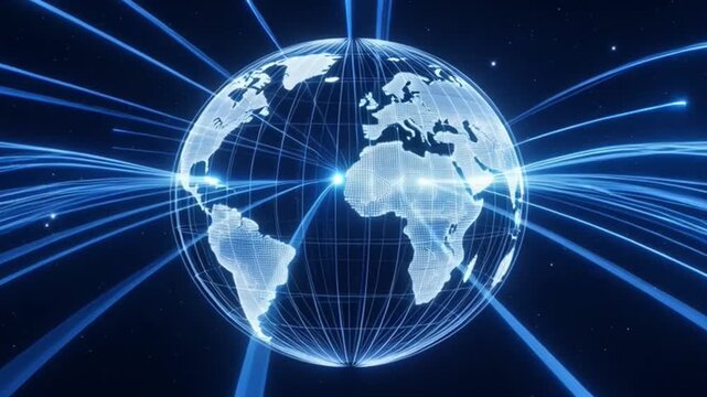 Abstract digital globe animation illustrating global network connections