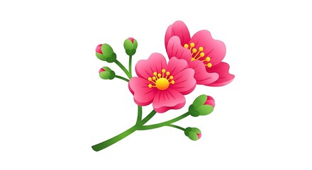 Naklejka premium Vibrant pink cherry blossoms blooming on a branch in spring