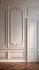 Obraz premium Elegant classic interior with ornate wall panels and wooden flooring
