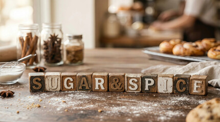 Sugar & Spice: Homemade Baking Delights with Aromatic Spices on a Rustic Kitchen Table