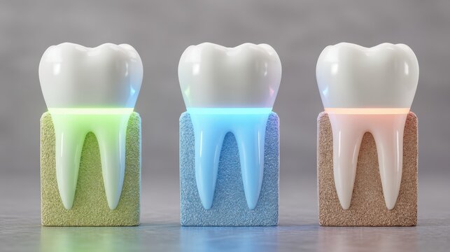 3D Render Showing Gradual Closing of Dental Socket With Glow Indicating Healing Process in Dental Recovery Setting