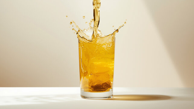 pouring jamu kunyit asam into clear glass