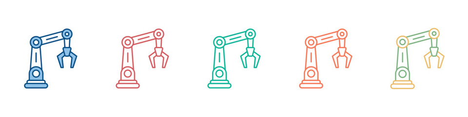 Robotic Arm Icon Set Multiple Style Collection
