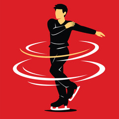 Dynamic Male Figure Skater Spin Pose Design