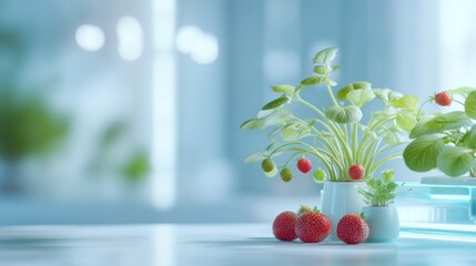 Strawberry plants with transparent background