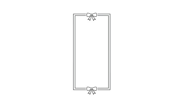Simple and elegant rectangular frame, delicately adorned with small bows at both the top and bottom, perfect for invitations.