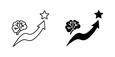 Illustrations of brain icons ascending towards stars with upward trajectories © Fahim