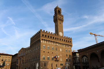 Fototapeta premium Palazzo Vecchio August 2024 Firenze with clock tower
