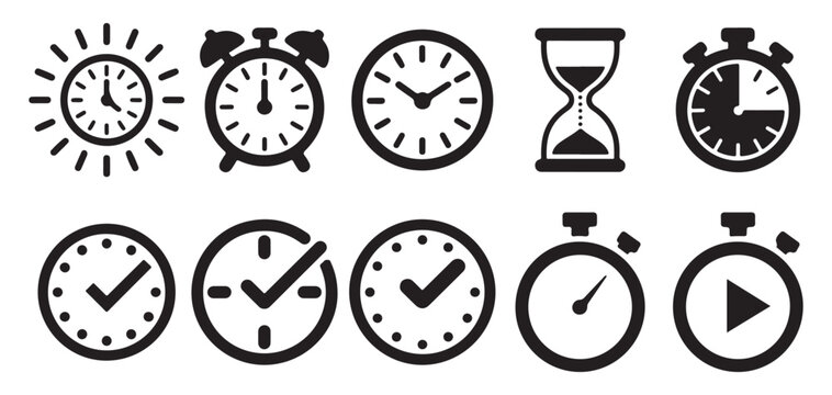 Minimalist Wall Clock and Time Management Icon Set Vector  vector illustration eps 10