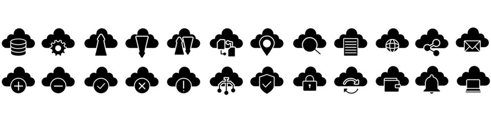 Cloud servis icon vector set. cloud storage  illustration sign collection. Data center symbol. Cloud server  logo.