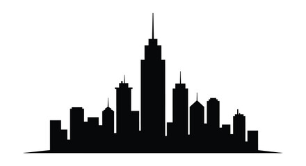 Obraz premium A striking black cityscape featuring several prominent skyscrapers against a plain white backdrop a bold silhouette high quality professional