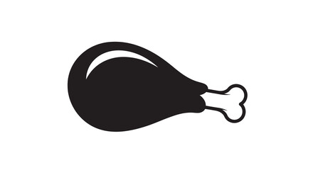 A striking black silhouette of a roasted chicken leg showcasing simple lines and form silhouette high quality professional detailed © ArtBySalea07