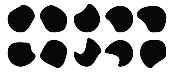 Fototapeta premium Blobs icon. Rock black icons. Different drops in modern style. Drops or stone silhouettes. Modern blob shape design elements isolated on white backdrop. 