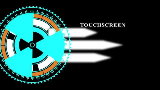 Touche digital screen blue circle user interface elements technology animation.HUD UI Futuristic Screen Monitoring Virtual System Analysis Infographic.