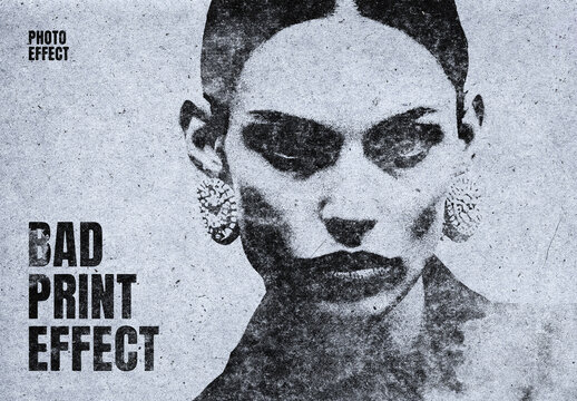 Color Bad Print Photo Effect Mockup