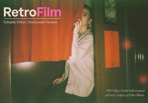 Authentic Retro Film Photo Effect Mockup