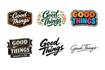 Obraz premium Diverse good things logos in various artistic styles