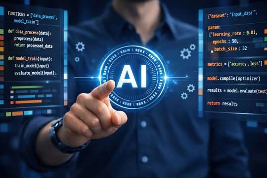 AI Code Development and Machine Learning Model Training Interface with Data Parameters
