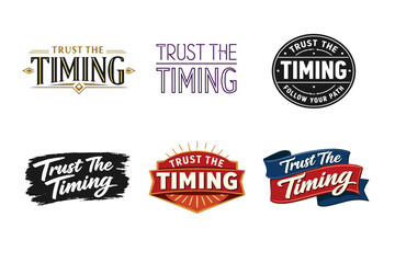 Fototapeta premium Diverse trust the timing logos featuring various fonts and styles
