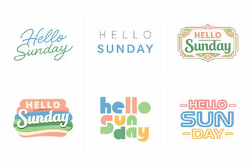 Creative hello sunday designs in multicolor layouts