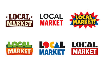 Fototapeta premium Variety of local market logos in bold and colorful designs